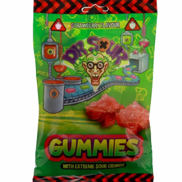 Billede af Dr. Sour Gummies Crunch Strawberry Flavour 200 g.